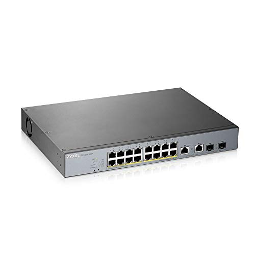 Zyxel Gigabit Smart-Managed PoE+ Switch mit 16 Ports, einem Budget von 250 W und zwei Gigabit-Combo-Ports mit Nebula Cloud Management, Long Range PoE Switch [GS1350-18HP] von ZYXEL