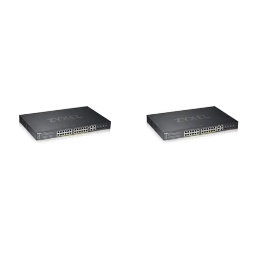 Zyxel Nebula Gigabit Ethernet Smart-Managed PoE+ Switch mit 24 Ports, einem Budget von 375 Watt und 4 Gigabit-Combo-Ports und Hybrid Cloud-Modus, Lifetime Garantie [GS1920-24HPv2] (Packung mit 2) von ZYXEL