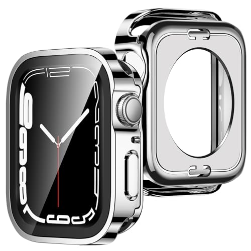 ZZDZZ 2 Stück Hülle Kompatibel mit Apple Watch Schutzhülle Series 9 Series 8 Series 7 45mm mit Displayschutz, Rundum 2 in 1 Hart PC Vorderseite & Rückseite Schutzhülle für iWatch, Silber ZZDZZ 2 Stück Hülle Kompatibel mit Apple Watch Schutzhülle Series 9 Series 8 Series 7 45mm mit Displayschutz, Rundum 2 in 1 Hart PC Vorderseite & Rückseite Schutzhülle für iWatch, Silber von ZZDZZ