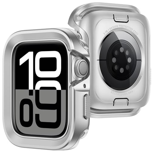 ZZDZZ 2 in 1 Hülle Kompatibel mit Apple Watch SE Series 10 46mm, Rundum Robuste Metall Rahmen Gehäuse Schutzhülle für iWatch 46mm - Silber ZZDZZ 2 in 1 Hülle Kompatibel mit Apple Watch SE Series 10 46mm, Rundum Robuste Metall Rahmen Gehäuse Schutzhülle für iWatch 46mm - Silber von ZZDZZ