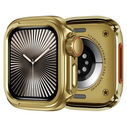 ZZDZZ 2 in 1 Upgrade Metall Hülle Kompatibel mit Apple Watch Series 10 46mm mit Rücken, Robuste Stoßstange Schützend Gehäuse für iWatch 46mm, Gold ZZDZZ 2 in 1 Upgrade Metall Hülle Kompatibel mit Apple Watch Series 10 46mm mit Rücken, Robuste Stoßstange Schützend Gehäuse für iWatch 46mm, Gold von ZZDZZ