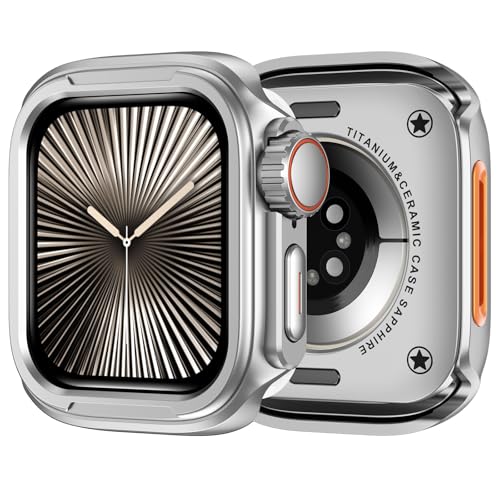 ZZDZZ 2 in 1 Upgrade Metall Hülle Kompatibel mit Apple Watch Series 10 46mm mit Rücken, Robuste Stoßstange Schützend Gehäuse für iWatch 46mm, Silber ZZDZZ 2 in 1 Upgrade Metall Hülle Kompatibel mit Apple Watch Series 10 46mm mit Rücken, Robuste Stoßstange Schützend Gehäuse für iWatch 46mm, Silber von ZZDZZ