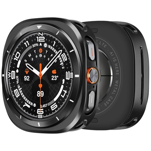 ZZDZZ Hülle für Samsung Galaxy Watch Ultra 47mm (2024) mit Rückseite, Robuste Metall Ultra Dünne Hard Schutz Schutzhülle für Galaxy Watch 7 Ultra (Schwarz/Weiß) von ZZDZZ