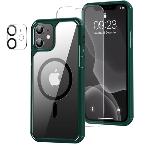 ZZDZZ Magnetisch Hülle Kompatibel mit iPhone 11 Hülle [Kompatibel mit Magsafe], mit Schutzfolie und Kameraschutz Stoßfest Handyhülle für iPhone 11 (Grün) von ZZDZZ