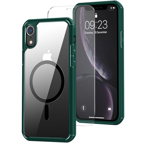 ZZDZZ Magnetisch Hülle Kompatibel mit iPhone XR Hülle [Kompatibel mit Magsafe], mit Schutzfolie Stoßfest Handyhülle für iPhone XR (Grün) von ZZDZZ