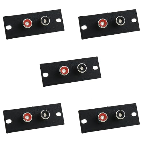 ZZHXSM 5 x Cinch-Stecker, RCA-Anschluss, Wandplatte, Cinch, 2 Löcher, Lotus-Kupferkern-Buchse, 5,3 x 2 cm, geeignet für Audio-Geräte von ZZHXSM