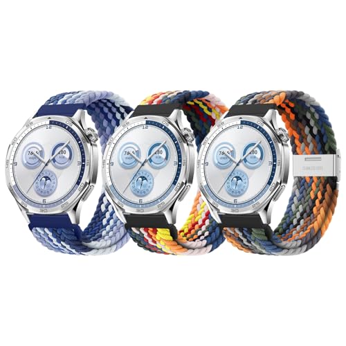 ZZMY Armband 22mm Nylon für Huawei Watch GT5 46mm Elastische Armbänder,GT4/GT3/GT3 Pro/GT2 46mm/GT2 Pro/GT 2e Geflochten Uhrband,4 Pro 48mm/GT Runner Stoffarmband für Damen Herren 3 Pack ZZMY Armband 22mm Nylon für Huawei Watch GT5 46mm Elastische Armbänder,GT4/GT3/GT3 Pro/GT2 46mm/GT2 Pro/GT 2e Geflochten Uhrband,4 Pro 48mm/GT Runner Stoffarmband für Damen Herren 3 Pack von ZZMY