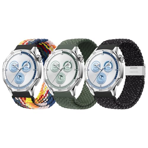 ZZMY Armband 22mm Nylon für Huawei Watch GT5 46mm Elastische Armbänder,GT4/GT3/GT3 Pro/GT2 46mm/GT2 Pro/GT 2e Geflochten Uhrband,4 Pro 48mm/GT Runner Stoffarmband für Damen Herren 3 Pack ZZMY Armband 22mm Nylon für Huawei Watch GT5 46mm Elastische Armbänder,GT4/GT3/GT3 Pro/GT2 46mm/GT2 Pro/GT 2e Geflochten Uhrband,4 Pro 48mm/GT Runner Stoffarmband für Damen Herren 3 Pack von ZZMY