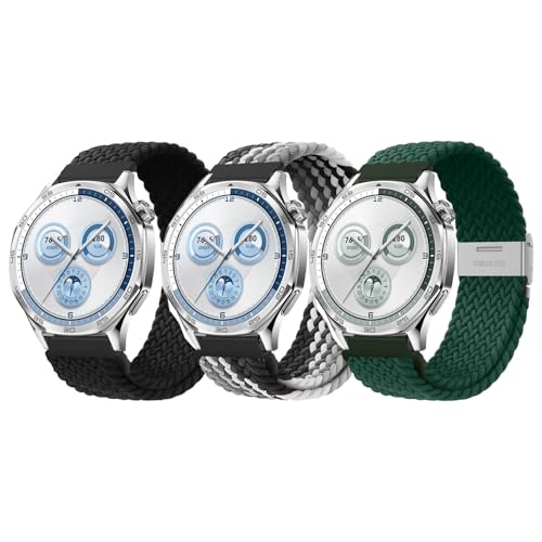 ZZMY Armband 22mm Nylon für Huawei Watch GT5 46mm Elastische Armbänder,GT4/GT3/GT3 Pro/GT2 46mm/GT2 Pro/GT 2e Geflochten Uhrband,4 Pro 48mm/GT Runner Stoffarmband für Damen Herren 3 Pack ZZMY Armband 22mm Nylon für Huawei Watch GT5 46mm Elastische Armbänder,GT4/GT3/GT3 Pro/GT2 46mm/GT2 Pro/GT 2e Geflochten Uhrband,4 Pro 48mm/GT Runner Stoffarmband für Damen Herren 3 Pack von ZZMY