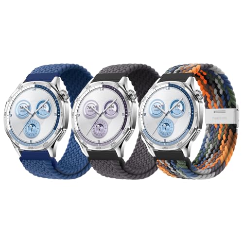 ZZMY Armband 22mm Nylon für Huawei Watch GT5 46mm Elastische Armbänder,GT4/GT3/GT3 Pro/GT2 46mm/GT2 Pro/GT 2e Geflochten Uhrband,4 Pro 48mm/GT Runner Stoffarmband für Damen Herren 3 Pack ZZMY Armband 22mm Nylon für Huawei Watch GT5 46mm Elastische Armbänder,GT4/GT3/GT3 Pro/GT2 46mm/GT2 Pro/GT 2e Geflochten Uhrband,4 Pro 48mm/GT Runner Stoffarmband für Damen Herren 3 Pack von ZZMY