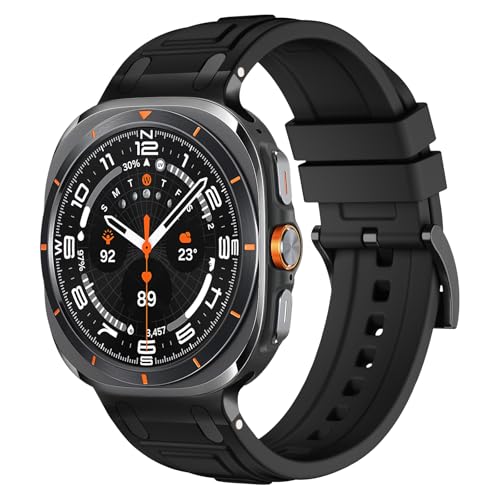 ZZMY Galaxy Watch Ultra Armband,Silikon Sport Uhrenarmband Kompatibel mit Samsung Galaxy Ultra 47mm 2024,Verstellbare Keine Lücke Ersatzband Uhrband für Damen Herren (1#) von ZZMY