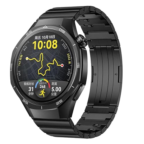 ZZMY Titan Uhrenarmband Kompatibel mit Huawei Watch GT5 Pro 46mm/Watch GT5/GT4/GT3/GT3 Pro/GT2 46mm/GT2 Pro/GT 2e Armband, Keine Lücken Luxuriöse Titanlegierung, Metall Ersatzbänder für Herren (2#) von ZZMY
