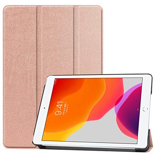 ZZOUGYY Schutzhülle für Apple iPad 10.2 7th 8th 9th (2019/2020/2021), Slim Folio Stand Leather Case for iPad A2197 A2198 A2200 A2270 A2428 A2429 A2430 A2602 A2603 A2604 A2605 (KST-Roségold) von ZZOUGYY