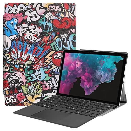 ZZOUGYY Tablet-Schutzhülle für Microsoft Surface Pro 4 1724(2015)/Pro 5 1796(2017)/Pro 6(2018)/Pro 7(2019) 12,3 Zoll (31,2 cm), ultradünn, Folio-Ständer, leichte Lederhülle für Surface Pro 4/5/6/7 von ZZOUGYY