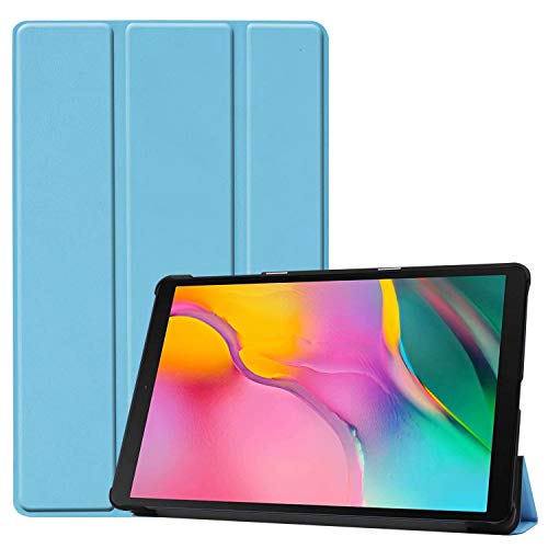 ZZOUGYY Tablet-Schutzhülle für Samsung Galaxy Tab A 10.1 T510 T515 T517 (Version 2019), ultradünn, Folio-Ständer, leichte Lederhülle für Galaxy Tab A 10.1 2019 SM-T510 SM-T515 SM-T517 (KST-Light Blue) von ZZOUGYY