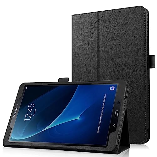 ZZOUGYY Tablet-Schutzhülle für Samsung Galaxy Tab A 10.1 T580 T585 T587 (Version 2016), ultradünn, Folio-Standfunktion, leicht, Leder, für Galaxy Tab A 10.1 2016 SM-T580 SM-T585 SM-T587 (Li-Schwarz) von ZZOUGYY