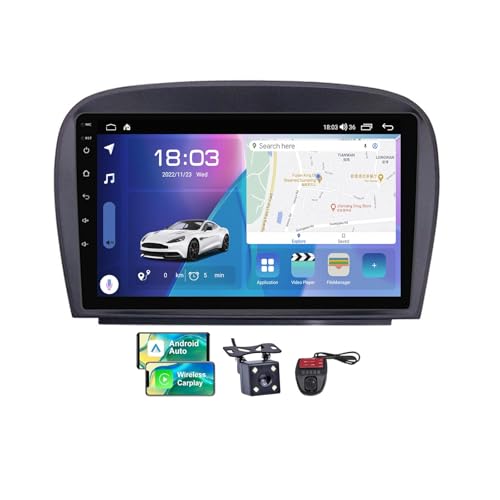 Android 13 Autoradio für Mercedes Benz SL R230 SL350 2001-2007 9 Zoll Touch Display Auto Radio Player mit Carplay Android Auto/DSP/4G WiFi/FM RDS DAB+/BT 5.0 Freisprecheinrichtung(NF-3) von ZZPHKK