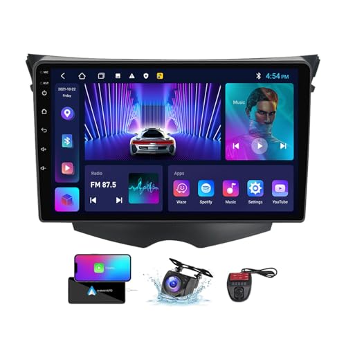Android 13 Car Radio Stereo 2 DIN für Hyundai Veloster FS 2011-2017 mit Carplay Android Auto GPS Navigation 9 Zoll FM RDS DAB+ Auto Radio Player mit Bluetooth/SWC/Rückfahrkamera DVR(NF-2) von ZZPHKK