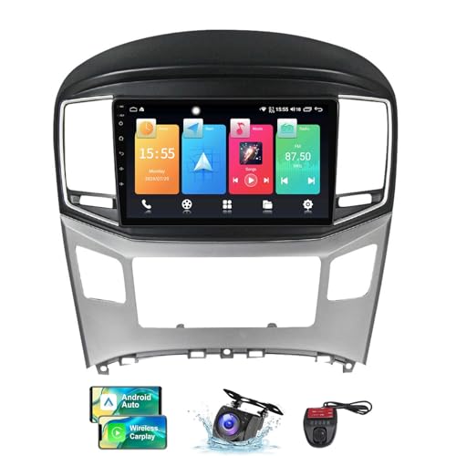 Android 13 Double DIN GPS Car Radio für Hyundai H1 II 2 TQ 2015-2021 mit Carplay Android Auto 9 Zoll HD Touchscreen FM RDS DAB+ Autoradio Bluetooth 5.0 WiFi GPS SWC + DVR Camera(NF-1) von ZZPHKK