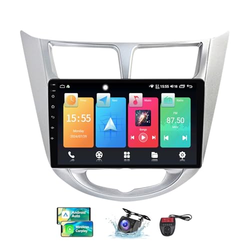 Android 13 Double DIN GPS Car Radio für Hyundai Solaris 1 2010-2016 mit Carplay Android Auto 9 Zoll HD Touchscreen FM RDS DAB+ Autoradio Bluetooth 5.0 WiFi GPS SWC + DVR Camera(B,NF-1) von ZZPHKK