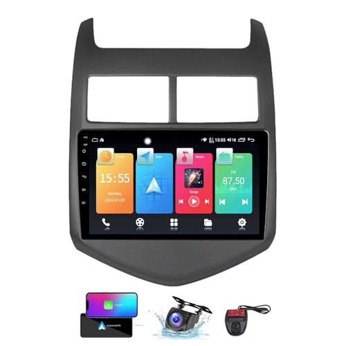 ZZPHKK 9 Zoll Android 13 Double DIN Car DAB+ Radio für Chevrolet Aveo 2 2011-2015 mit Wireless CarPlay Android Bluetooth/4G WiFi/FM RDS Auto Radio Player/Lenkradsteuerung/DSP Stereo(NF-1) von ZZPHKK
