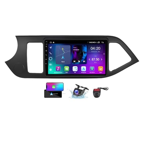ZZPHKK 9 Zoll Android 13 Double DIN Car DAB+ Radio für Kia Morning picanto 2011-2017 mit Wireless CarPlay Android Bluetooth 5.0/4G WiFi/FM RDS Auto Radio Player/Lenkradsteuerung/DSP Stereo(NF-1) von ZZPHKK