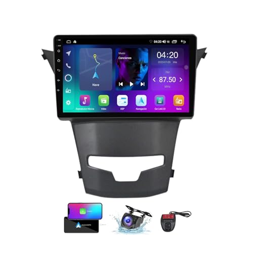 ZZPHKK 9 Zoll Android 13 Double DIN Car DAB+ Radio für SsangYong Korando Actyon 2013-2017 mit Wireless CarPlay Android Bluetooth/4G WiFi/FM RDS Radio Player/Lenkradsteuerung/DSP Stereo(NF-1) von ZZPHKK