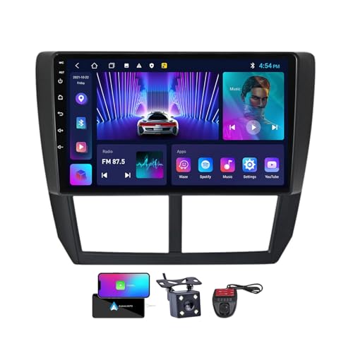 ZZPHKK 9 Zoll Android 13 Double DIN Car DAB+ Radio für Subaru Forester 3/Impreza 2007-2013 mit Wireless CarPlay Android BT 5.0/4G WiFi/FM RDS Auto Radio Player/Lenkradsteuerung/DSP Stereo(NF-1) von ZZPHKK