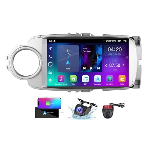 ZZPHKK 9 Zoll Android 13 Double DIN Car DAB+ Radio für Toyota Yaris 2012-2017 mit Wireless CarPlay Android Bluetooth 5.0/4G WiFi/FM RDS Auto Radio Player/Lenkradsteuerung/DSP Stereo(LHD,NF-1) von ZZPHKK