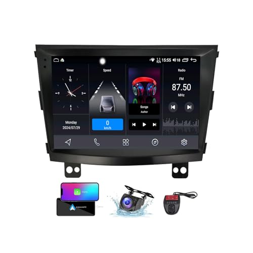ZZPHKK Android 13 Auto Radio Player 2 Din 9 Zoll Touchscreen für SsangYong Tivolan 2014-2017 Built-in Video Devices/FM RDS DAB+ Radio/Bluetooth 5.0/CarPlay Android Auto/Lenkradsteuerung(NF-2) von ZZPHKK