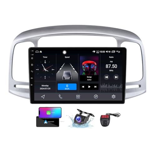 ZZPHKK Android 13 Autoradio für Hyundai Accent 3 2006-2011 9 Zoll Touch Display Auto Radio Player mit Carplay Android Auto/GPS Navi/DSP/4G WiFi/FM RDS DAB+/BT 5.0 Freisprecheinrichtung(NF-1) von ZZPHKK