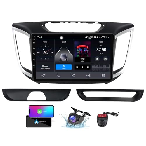 ZZPHKK Android 13 Autoradio für Hyundai Creta ix25 2015-2019 9 Zoll Touch Display Auto Radio Player mit Carplay Android Auto/GPS Navi/DSP/4G WiFi/FM RDS DAB+/BT 5.0 Freisprecheinrichtung(NF-1) von ZZPHKK