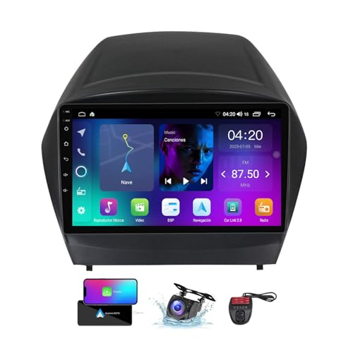 ZZPHKK Android 13 Car Radio für Hyundai Tucson 2 IX35 2009-2015 Wireless Carplay Android Auto 9 Zoll Touchscreen DSP Multimedia Player GPS Navigation BT 5.0 FM/RDS SWC + Reversing Camera(NF-1) von ZZPHKK