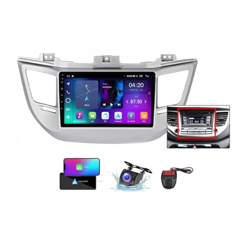 ZZPHKK Android 13 Car Radio für Hyundai Tucson 3 2015-2018 Wireless Carplay Android Auto 9 Zoll Touchscreen DSP Multimedia Player GPS Navigation BT 5.0 FM/RDS SWC + Reversing Camera(A,NF-1) von ZZPHKK