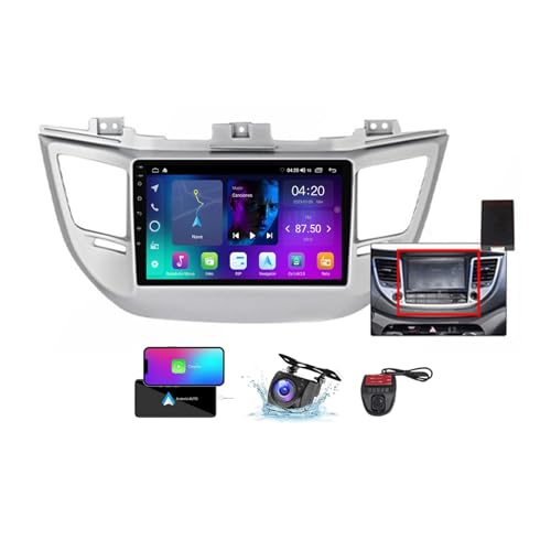 ZZPHKK Android 13 Car Radio für Hyundai Tucson 3 2015-2018 Wireless Carplay Android Auto 9 Zoll Touchscreen DSP Multimedia Player GPS Navigation BT 5.0 FM/RDS SWC + Reversing Camera(B,NF-2) von ZZPHKK