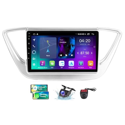 ZZPHKK Android 13 Carplay Android Auto Car Radio 2 DIN für Hyundai Solaris Verna 2017-2020 FM RDS DAB+ Car Radio mit Screen 9 Zoll Unterstützung DSP Equalizer/Bluetooth 5.0/GPS/Camera DVR(A,NF-1) von ZZPHKK