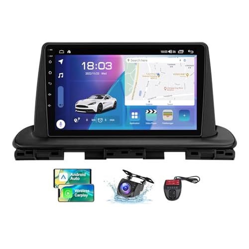 ZZPHKK Double DIN Android 13 Car Radio Compatible with Wireless CarPlay für Kia Cerato 4 IV 2018-2021 mit 9 Zoll QLED Touchscreen Bluetooth 5.0/FM AM RDS DAB+ Radio/USB/Lenkradsteuerung(NF-6) von ZZPHKK