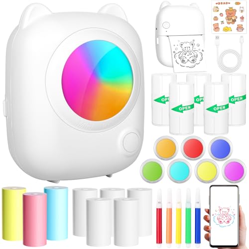 ZZXLOPEZ Mini Drucker, Tragbarer Mini Fotodrucker Thermodrucker Smartphone Taschendrucker, Wireless Fotodrucker mit Android & iOS mit 14 Rollen Papier, Mobiler Fotodrucker für Journal, Notizen ZZXLOPEZ Mini Drucker, Tragbarer Mini Fotodrucker Thermodrucker Smartphone Taschendrucker, Wireless Fotodrucker mit Android & iOS mit 14 Rollen Papier, Mobiler Fotodrucker für Journal, Notizen von ZZXLOPEZ