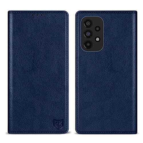 ZZXX Samsung Galaxy A53 5G Wallet Case with [RFID Blocking] Card Slot Stand Strong Magnetic Leather Flip Fold Protective Phone Case for Samsung Galaxy A53 5G Case Wallet (Blau - 6,5 Zoll) von ZZXX