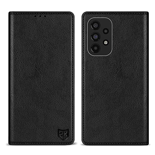 ZZXX Samsung Galaxy A53 5G Wallet Case with [RFID Blocking] Card Slot Stand Strong Magnetic Leather Flip Fold Protective Phone Case for Samsung Galaxy A53 5G Case Wallet (Schwarz - 6,5 Zoll) von ZZXX