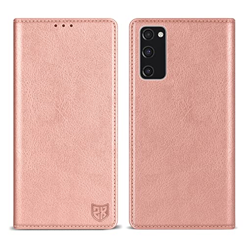 ZZXX Samsung Galaxy S20 FE Wallet Case mit RFID Blocking, Card Slot, Stand, Strong Magnetic Flip Fold Protective Phone Case für Samsung Galaxy S20 FE 5G (Rose Gold - 6,5 Zoll) von ZZXX