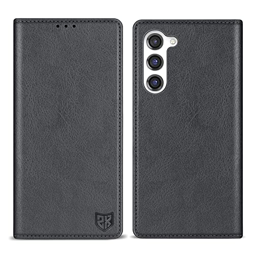 ZZXX Samsung Galaxy S23 Wallet Case with [RFID Blocking] Kartenfach Ständer Stark Magnet Leder Flip Fold Schutzhülle für Samsung Galaxy S23 Case Walle(Grau - 6,1 Zoll) von ZZXX