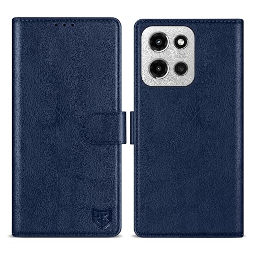 ZZXX Schutzhülle für Motorola Moto G 5G 2025, Brieftaschen-Schutzhülle mit RFID-Blockierung, Kartenschlitz, Ständer, Magnetverschluss, Leder-Klapphülle (Blau, 17 cm) von ZZXX