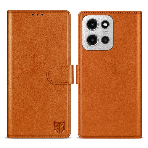 ZZXX Schutzhülle für Motorola Moto G 5G 2025, Brieftaschen-Schutzhülle mit RFID-Blockierung, Kartenschlitz, Ständer, Magnetverschluss, Leder-Klapphülle (Braun, 17 cm) von ZZXX