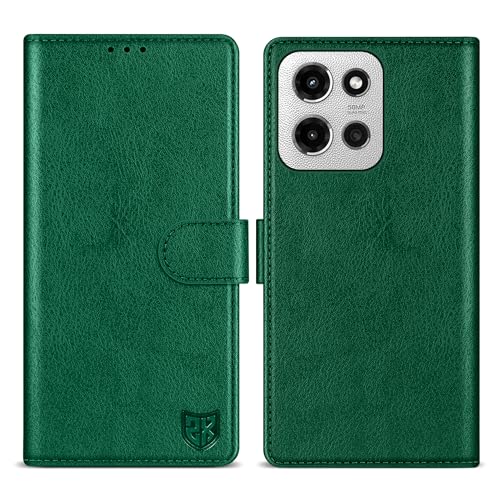 ZZXX Schutzhülle für Motorola Moto G 5G 2025, Brieftaschen-Schutzhülle mit RFID-Blockierung, Kartenschlitz, Ständer, Magnetverschluss, Leder-Klapphülle (Grün, 17 cm) von ZZXX