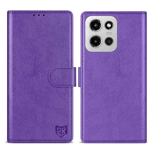 ZZXX Schutzhülle für Motorola Moto G 5G 2025, Brieftaschen-Schutzhülle mit RFID-Blockierung, Kartenschlitz, Ständer, Magnetverschluss, Leder-Klapphülle (Violett, 17 cm) von ZZXX