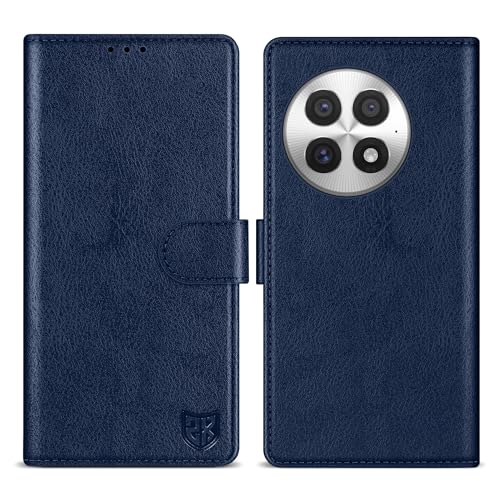 ZZXX Schutzhülle für OnePlus 13, mit RFID-Blockierung, Kartenschlitz, Ständer, Magnetverschluss, Leder-Klapphülle (Blau, 17,3 cm) von ZZXX