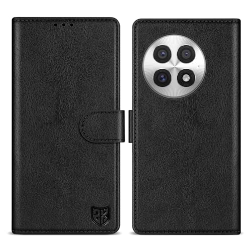 ZZXX Schutzhülle für OnePlus 13, mit RFID-Blockierung, Kartenschlitz, Ständer, Magnetverschluss, Leder-Klapphülle (Schwarz, 17,3 cm) von ZZXX