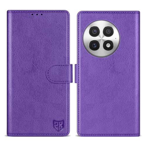 ZZXX Schutzhülle für OnePlus 13, mit RFID-Blockierung, Kartenschlitz, Ständer, Magnetverschluss, Leder-Klapphülle (Violett, 17,3 cm) von ZZXX
