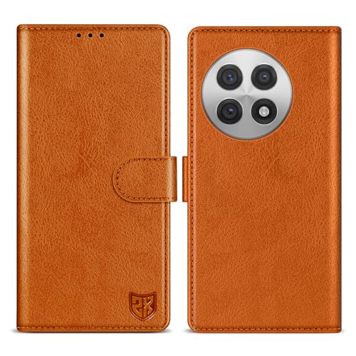 ZZXX Schutzhülle für OnePlus 13R mit RFID-Blockierung, Kartenschlitz, Ständer, Magnetverschluss, Leder-Klapphülle (Braun, 17,2 cm) von ZZXX